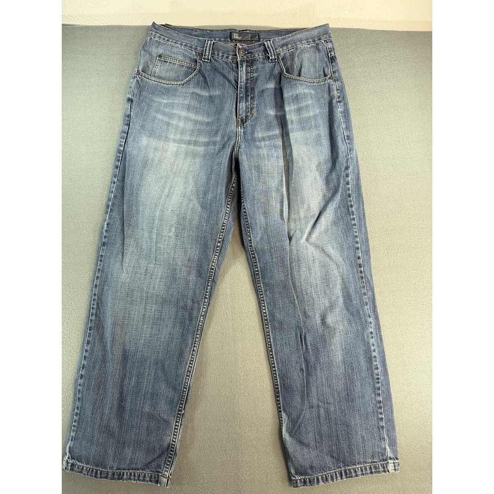 VTG Anchor Blue Big Baggy Jeans Mens 36x32 Medium Wash Blue Wide Leg Denim Y2K